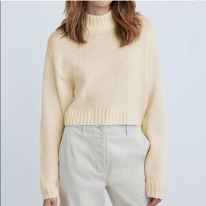 Aritzia Wilfred Free Harper Cropped Turtleneck Sweater 100% Merino Wool size XS